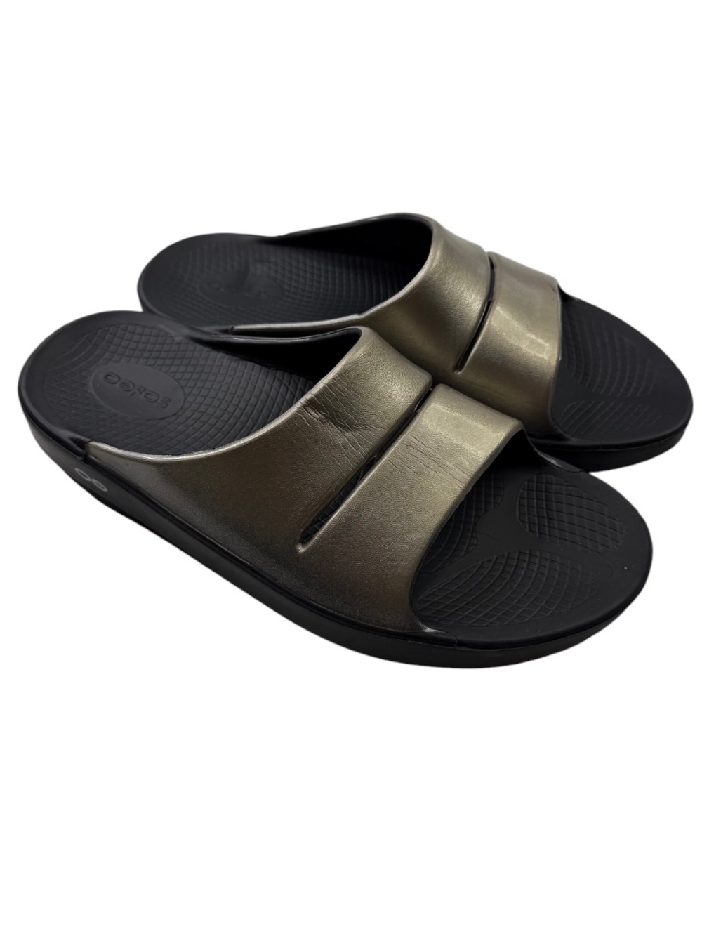OOFOS OOahh Luxe Recovery Slide Sandals Bronze M8 W10 Comfort Orthotic